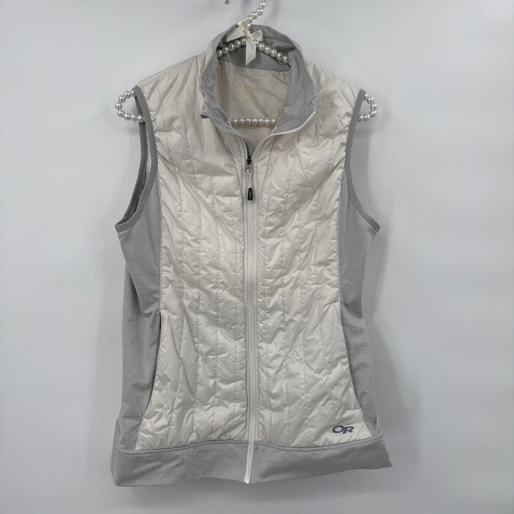 Outdoor Research Melody Hybrid Vest Sz M White/Gray Hiking Camping Gorpcore